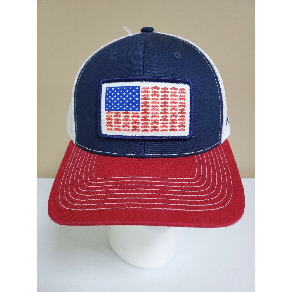 Rare American Flag Cars, Trucks Patch Snapback Trucker Mesh Outdoor Cap Chevy
